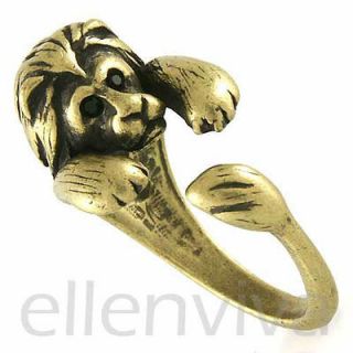 Cute Brave Lion Animal Wrap Ring Size 5 9 Vintage Gold Tone rg449cp