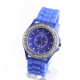 NEW Ladies Quartz Watch Silicone Wristwatch Crystal Rhinestons Dial