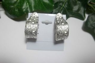NORMA JEAN SILVER TONE CLIP EARRINGS~ SIGNED GREAT CONDITION CURL HOOP