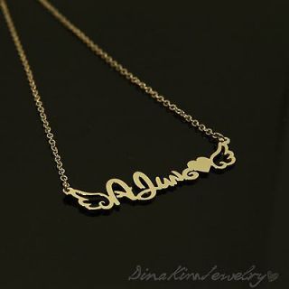 New Any Personalized Jewelry Wings Name Plate Necklace Initials