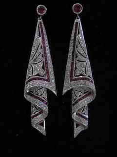 Levian 18Kt Gem Ruby Diamond Dangling Earrings 2.53CT
