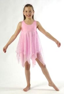 Pretty Angel Lyrical Dress Dance Costume Pink Sparkle Skirt Child