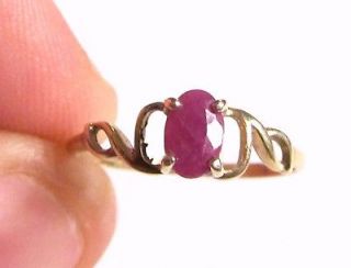 VINTAGE 10K SOLID YELLOW GOLD GENUINE RED RUBY GEMSTONE SOLITAIRE RING