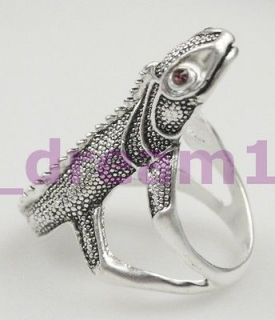 Silver Lizard Chameleon Design Symbol Wealth Ring Size6.5/8.5/9. 5/11
