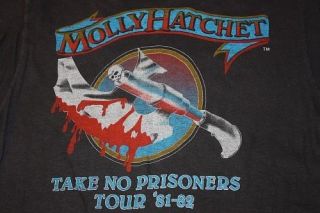 vtg 80s 1983 thin MOLLY HATCHET take no prisoners CONCERT TOUR t