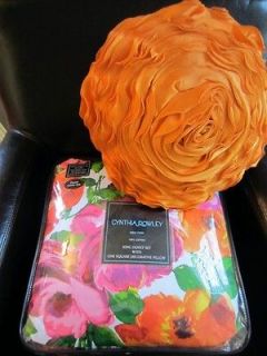 Cynthia Rowley 5PC KING DUVET+SHAMS+2 TOSS Floral Orange Pink Green