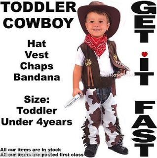 Girl Cowboy Cow Hand Wild West Fancy Dress Up Costume 2 3 Under 4 yr