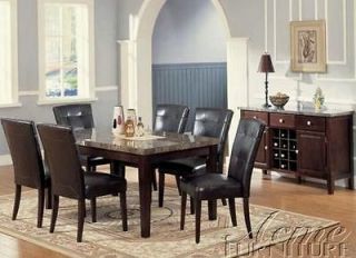 Danville Real Marble Top 7 Pcs Dining Room Table Set & Server  8 Pcs