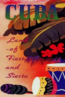051.Cuban Travel posterCubaLand of Fiesta and Siesta