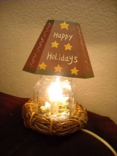 primitive country jar christmas decoration accent lamp light wood