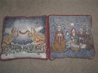 Large Christmas Pillows Decorative Couch Bed Throw Nativity Angels