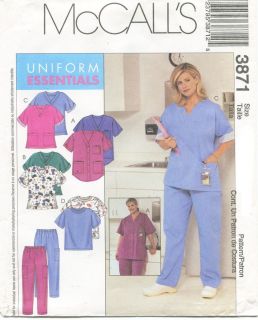 McCalls 3871 Plus Womens Scrubs Uniforms Sewing Pattern