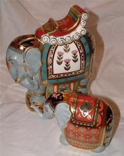 ROYAL CROWN DERBY MULBERRY HALL PAIR of PAPERWEIGHTS   INDIAN ELEPHANT