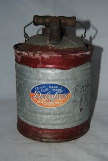 Vintage Hand Made DELPHOS mfg. Galvanized Gas can