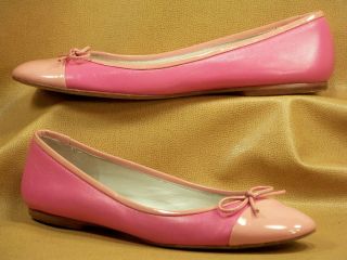 Womens Delman Pink Kid Leather w/Light Pink Patent Lea Trim Cap Toe