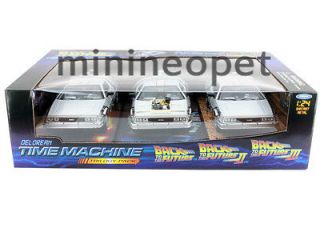 TO THE FUTURE TIME MACHINE DELOREAN 1/24 PART 1 & 2 & 3 TRILOGY PACK