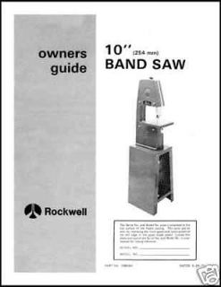 Delta 10 band Saw Instruction Manual #28 100
