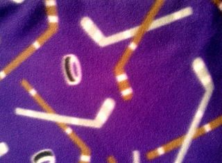 Sport fleece fabric by the yard: purple hockey print