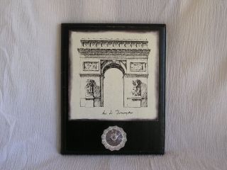 Arc de Triomphe Black White French Wall Art Jewelry Key Holder w/ Knob