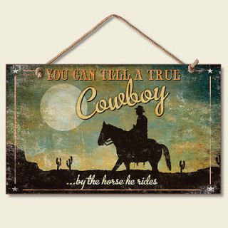 Western Lodge Cabin Decor ~You Can Tell A Cowboy~ Wood Sign W/ Braided