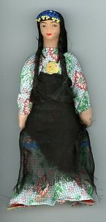 Arab/Egyptian doll in traditional costume vintag e homemade han dmade