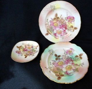 Newly listed Schumann Wild Rose lot 3 dishes plates Vtge German peach