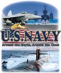 Navy T Shirt U.S. Navy Around The World, Around The Clock Military Tee