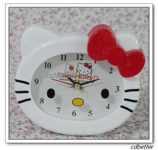 Cute Bowknot Kitty Cartoon Kids Home Desktop Small Alarm Clocks GIFT