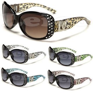 DG Leopard Animal Print Rhinestone Sunglasses for Ladies Women