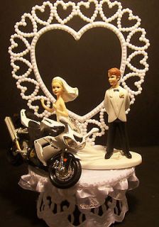 to Motorcycle Kawasaki Ninja White ZXR Bike Wedding Cake Topper FUNNY