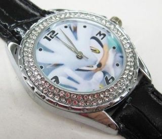 118 Diamond Crystal Leather Watch   Sonic Silver The Hedgehog