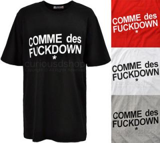 NEW COMME des FUCKDOWN Print Graphic Tee T shirt Loose Fit Black ASAP