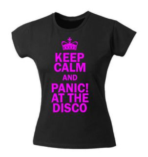 Printed Keep Calm and Panic at the Disco T shirt Sizes 8 14 Band Fan