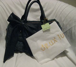 DEUX LUX NAVY FABRIC BOWLER/CROSS B ODY BAG WITH LARGE BOW NWT