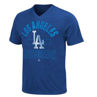 Los Angeles Dodgers Heathered Royal Majestic Weathered Game Day V Neck