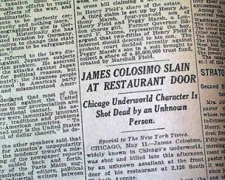 CHICAGO GANGS WAR Begins James Big Jim Colosimo Assassination 1920 NYC