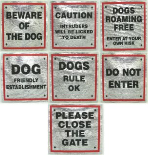 Dog Signs for Dog Owners 8cm x 8cm good Selection