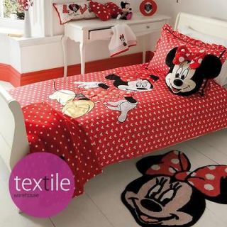 Disney Minnie Mouse Oh My Red Embroidered Appliqué Duvet Quilt Cover
