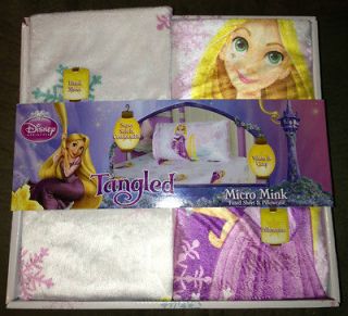 DISNEY TANGLED MICRO MINK TWIN FITTED BED SHEET & PILLOWCASE