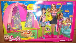 NIB Barbie Sisters Camp Out Gift Set   tent Skipper Stacie Chelsie