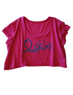 American Apparel Fuchsia Womens Loose Crop Top Love Graphic Sizes: OS