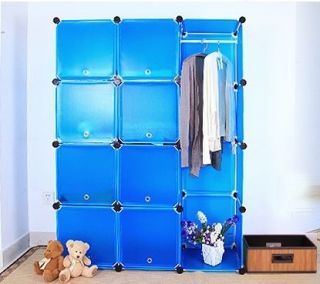 Blue Diy Plastic Shelving Unit Storage wardrobe closet