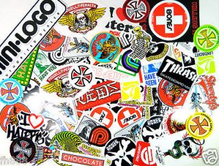 Fifty (50) Mixed Brand Name Skateboard Longboard Stickers