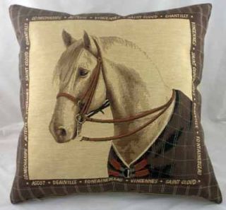 18 Equestrian White Horse Tapestry Cushion Dressage