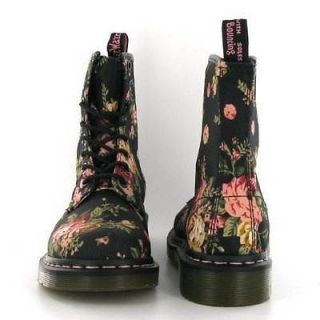 Dr Martens 1460 Victorian Flowers Black Canvas Womens Boots Apparel