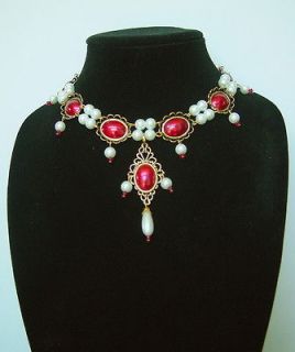 Renaissance Medieval Tudor JEWELED HEADPIECE 4 Dress Necklace SCA