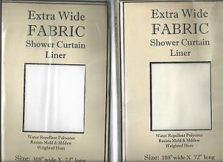 108 EXTRA WIDE FABRIC SHOWER CURTAIN LINER WATER REPELLENT WHITE or