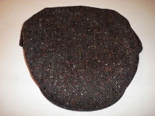 New M Irish Donegal dark brown tweed flat cap Hanna Hat wool Medium