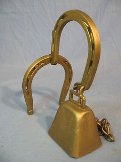 Ringing Cow Bell Knocker with Horse Shoe Base