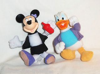 of Mouse Minnie and Donald Duck plastic head soft body 5 ½ tall